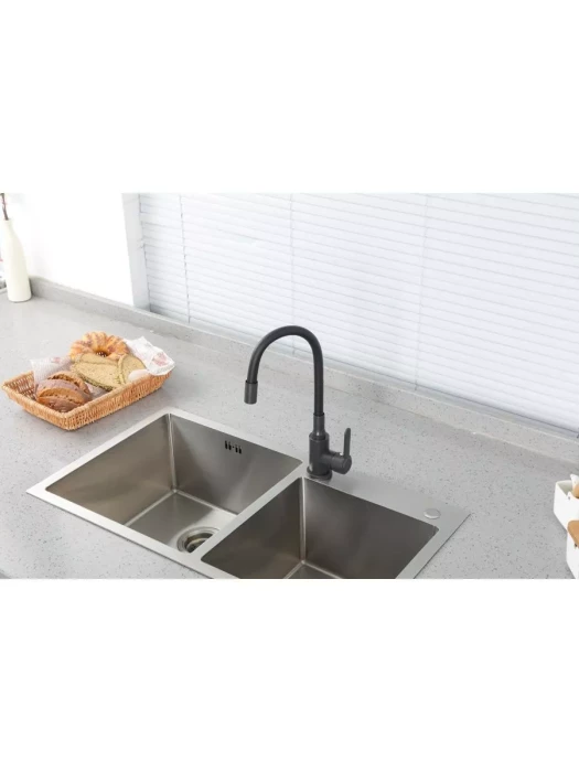 Смеситель для кухни с гибким изливом Frud R42052-39, гибкий, черный
