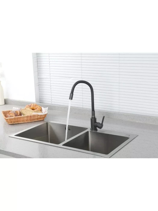 Смеситель для кухни с гибким изливом Frud R42052-39, гибкий, черный