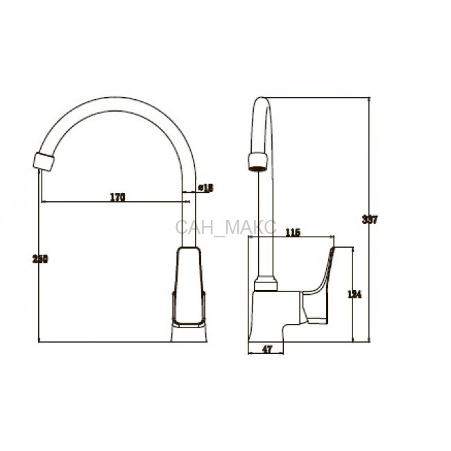 Смеситель для кухонной мойки  KAISER Clever (76044)