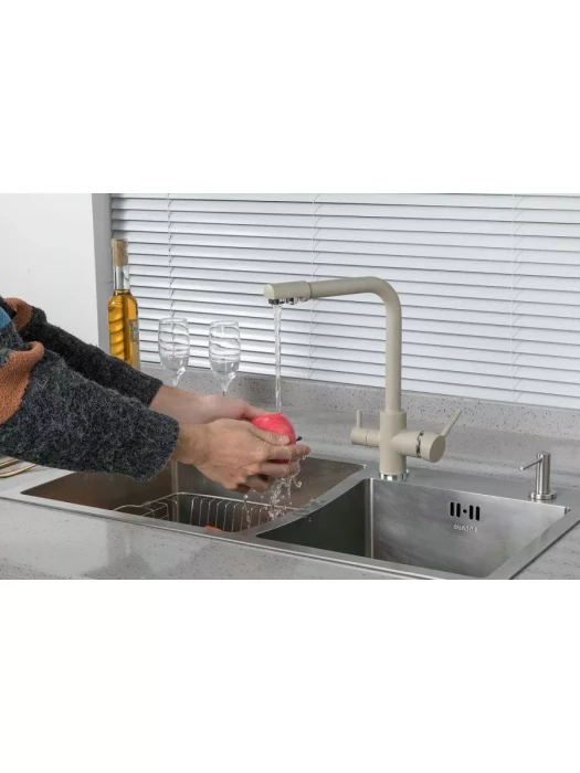 Смеситель Frud  R43053-20, для кухни, фильтрация воды, матовый, бежевый