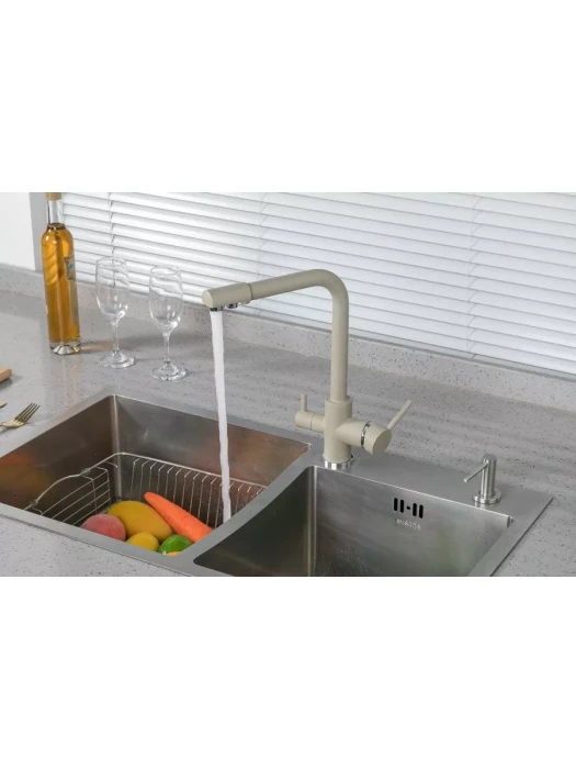 Смеситель Frud  R43053-20, для кухни, фильтрация воды, матовый, бежевый