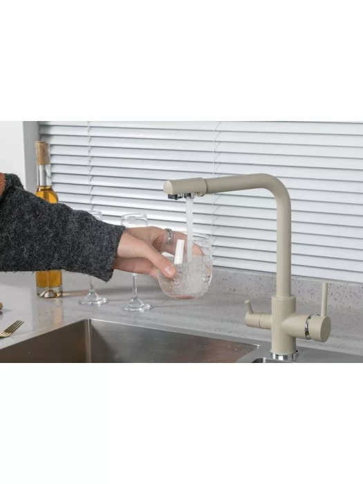 Смеситель Frud  R43053-20, для кухни, фильтрация воды, матовый, бежевый
