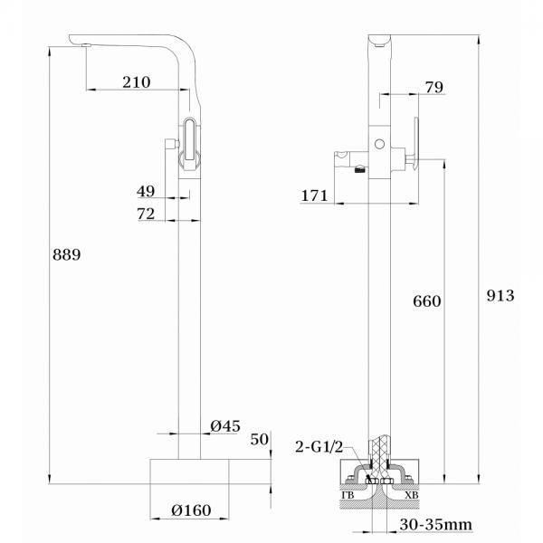 Смеситель для ванны напольный Ganzer GZ52081f