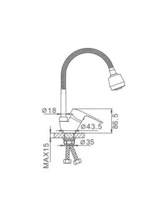 Смеситель для кухни Frap F4302-B,  с гибким изливом, поворотный, хром