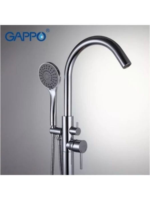 Смеситель напольный Gappo  G3098, латунь, хром, рычажный, с аэратором, для ванны и душа