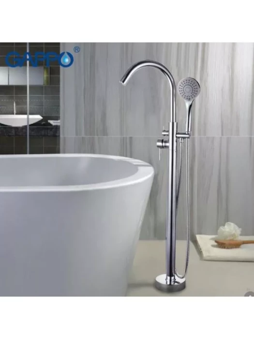 Смеситель напольный Gappo  G3098, латунь, хром, рычажный, с аэратором, для ванны и душа