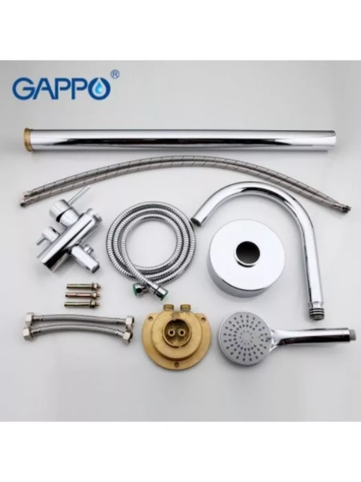Смеситель напольный Gappo  G3098, латунь, хром, рычажный, с аэратором, для ванны и душа