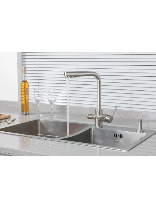 Смеситель для кухни FRUD R43053-5, поворотный излив, сатиновый