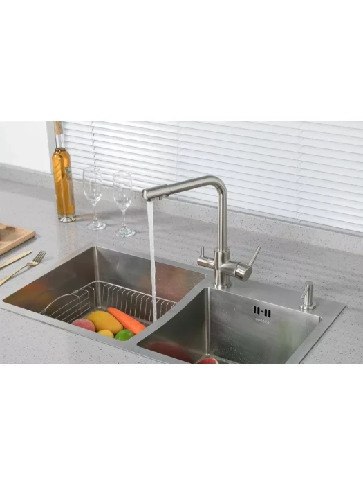 Смеситель для кухни FRUD R43053-5, поворотный излив, сатиновый