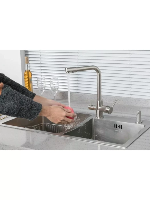 Смеситель для кухни FRUD R43053-5, поворотный излив, сатиновый