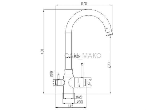 Смеситель для кухни ZORG Steel Hammer (SH 763 INOX GRAFIT PVD)