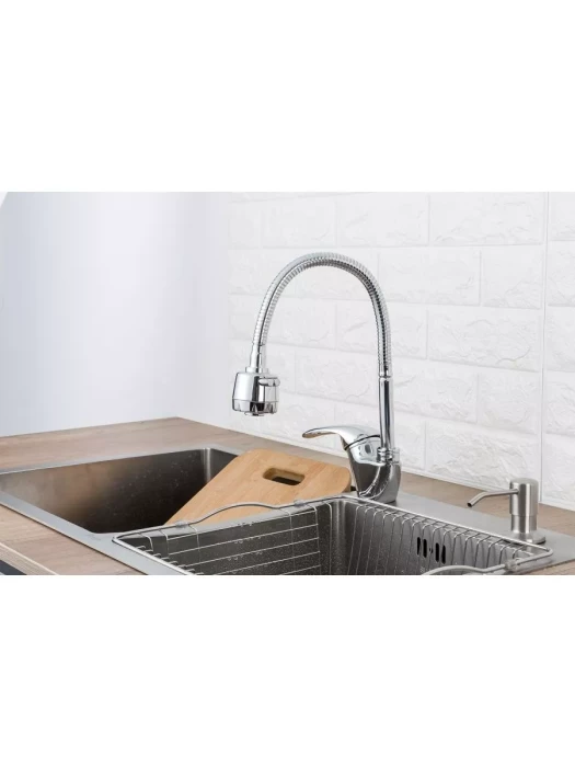 Смеситель для кухни с гибким изливом Frap F4303, однорычажный, хром