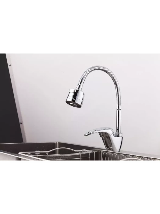 Смеситель для кухни с гибким изливом Frap F4303, однорычажный, хром