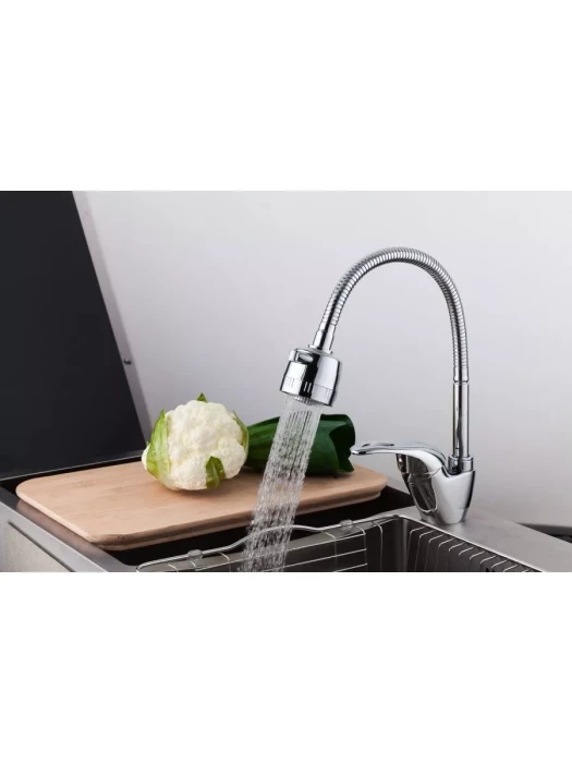 Смеситель для кухни с гибким изливом Frap F4303, однорычажный, хром