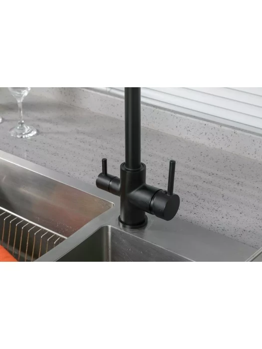 Смеситель Frud  R43053-7, для кухни, фильтрация воды, матовый, черный