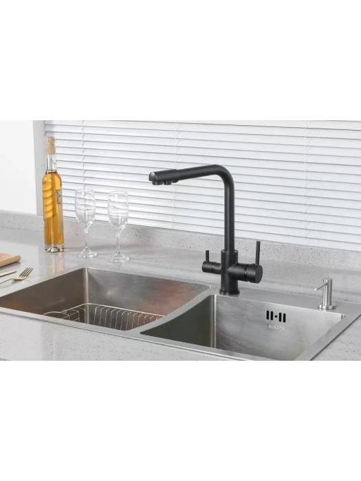 Смеситель Frud  R43053-7, для кухни, фильтрация воды, матовый, черный