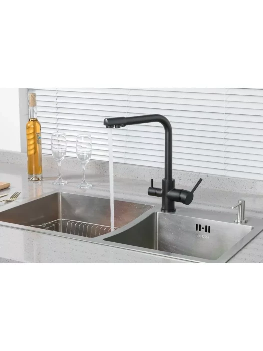 Смеситель Frud  R43053-7, для кухни, фильтрация воды, матовый, черный