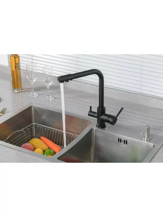 Смеситель Frud  R43053-7, для кухни, фильтрация воды, матовый, черный