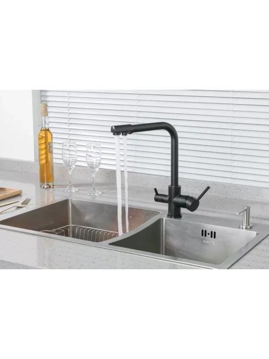 Смеситель Frud  R43053-7, для кухни, фильтрация воды, матовый, черный