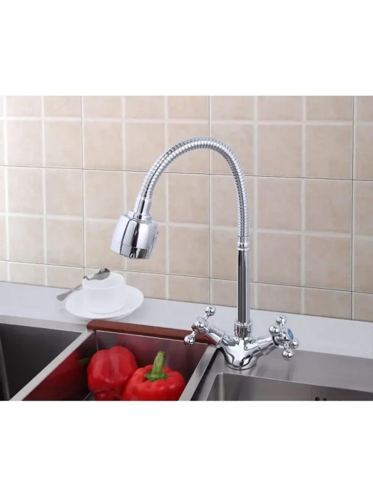 Смеситель для кухни с гибким изливом Frap F4319, хромированный