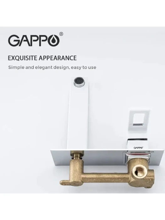 Смеситель для раковины встраиваемый Gappo G1017-12, латунь цвет белый/хром