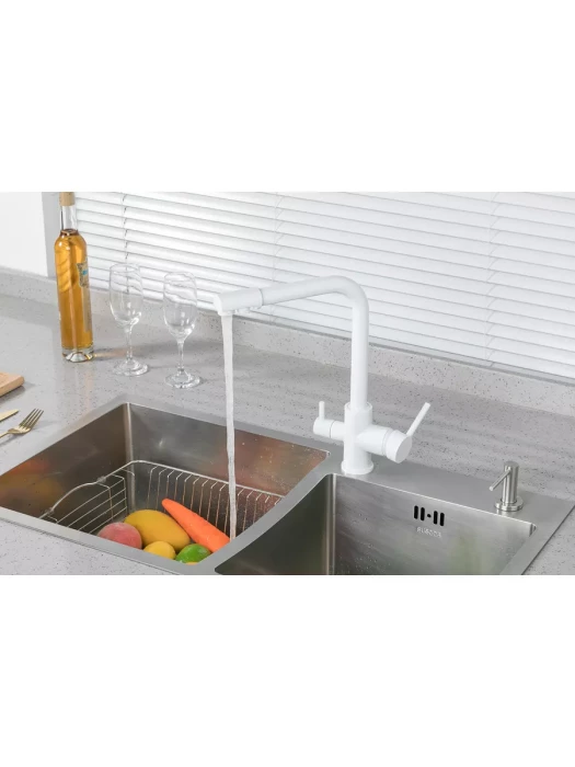 Смеситель Frud  R43053-8, для кухни, фильтрация воды, матовый, белый