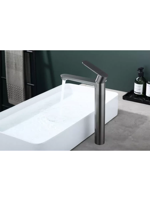Смеситель Splenka S222.15.09, для раковины, высокий, графитовый, латунь