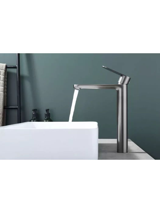 Смеситель Splenka S222.15.09, для раковины, высокий, графитовый, латунь