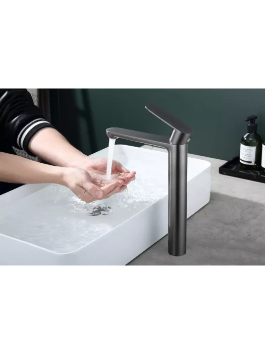 Смеситель Splenka S222.15.09, для раковины, высокий, графитовый, латунь