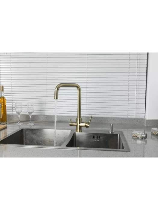 Смеситель Frud R43054-4, для кухни, со встроенным фильтром (краном) под питьевую воду, бронзовый
