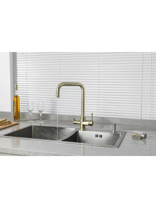 Смеситель Frud R43054-4, для кухни, со встроенным фильтром (краном) под питьевую воду, бронзовый