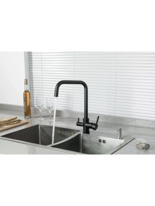 Смеситель Frud R43054-7, для кухни, со встроенным фильтром (краном) под питьевую воду, черный