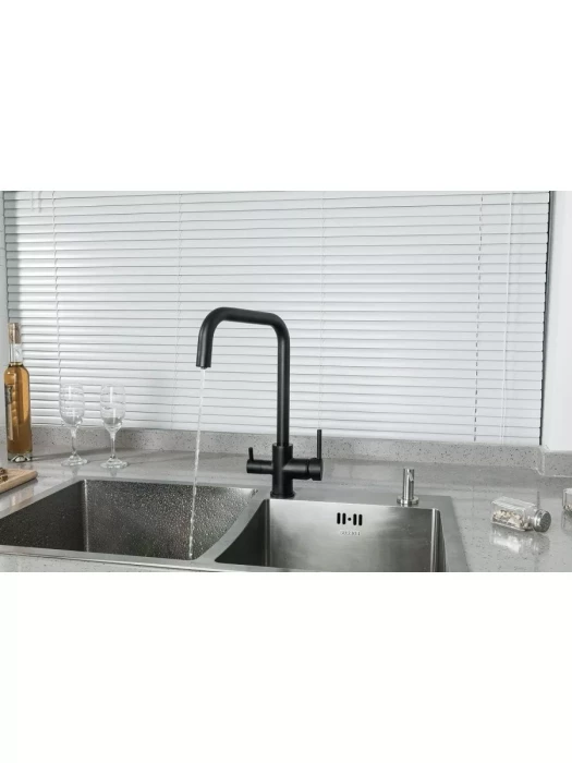 Смеситель Frud R43054-7, для кухни, со встроенным фильтром (краном) под питьевую воду, черный