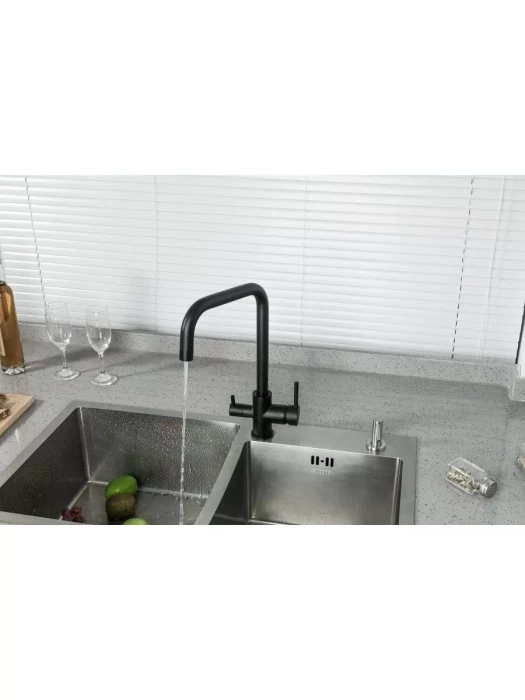 Смеситель Frud R43054-7, для кухни, со встроенным фильтром (краном) под питьевую воду, черный