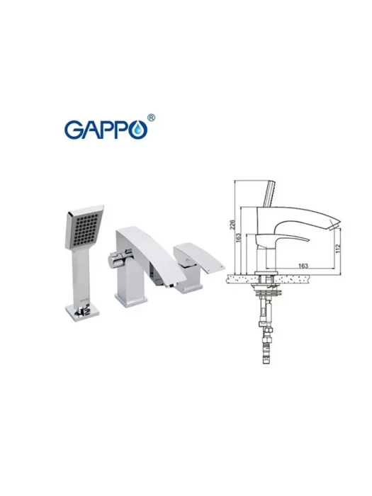 Смеситель для ванны с душевой лейкой Gappo G1107 хром