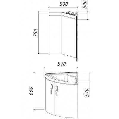 Зеркало-шкаф для ванной подвесной Belux ВУШ 58 Жирона
