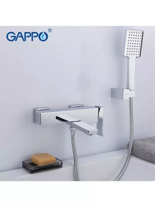 Смеситель для ванны с поворотным изливом и лейкой Gappo Futura G3218 латунь, хром