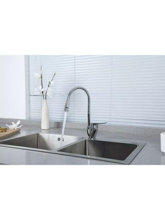 Смеситель Frud R43101, для кухни, с гибким изливом, аэратор, хром