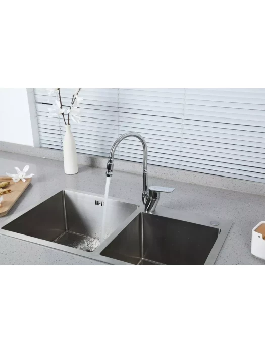 Смеситель Frud R43101, для кухни, с гибким изливом, аэратор, хром