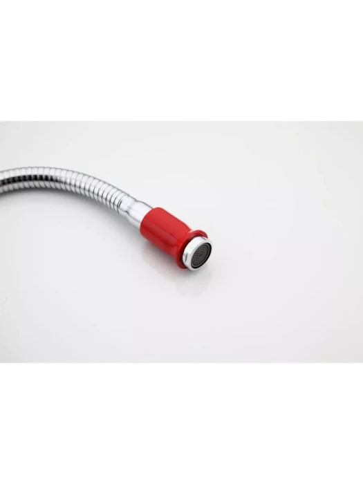 Смеситель Frud R43127-10, для кухни с гибким изливом, вентильный, красный