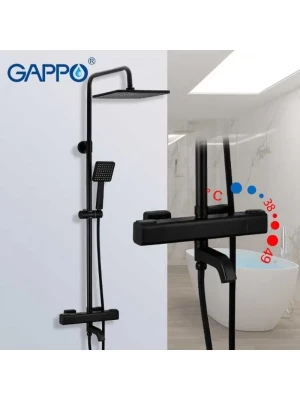 Душевая система c термостатом Gappo G2491-6, латунь цвет чёрный