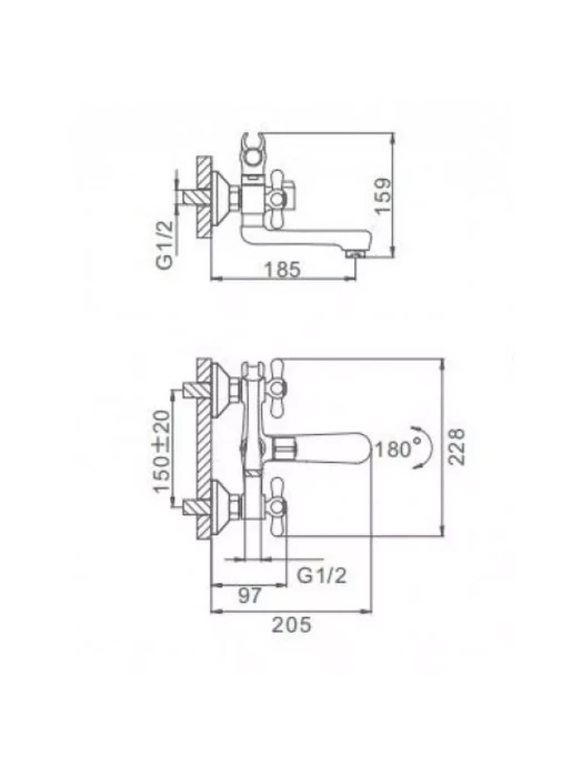 Смеситель для ванны Frap F3025, хромированный, для ванны, поворотный излив, вертикальный монтаж