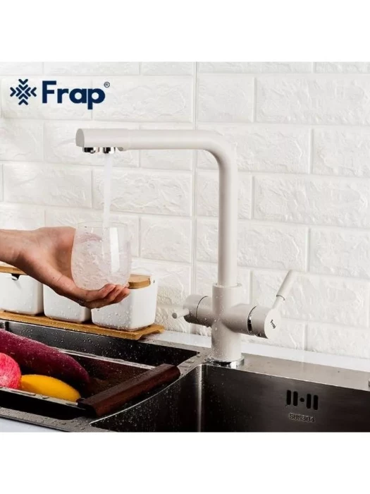 Смеситель Frap F4352-24, для кухни, со встроенным фильтром (краном) под питьевую воду, молочный