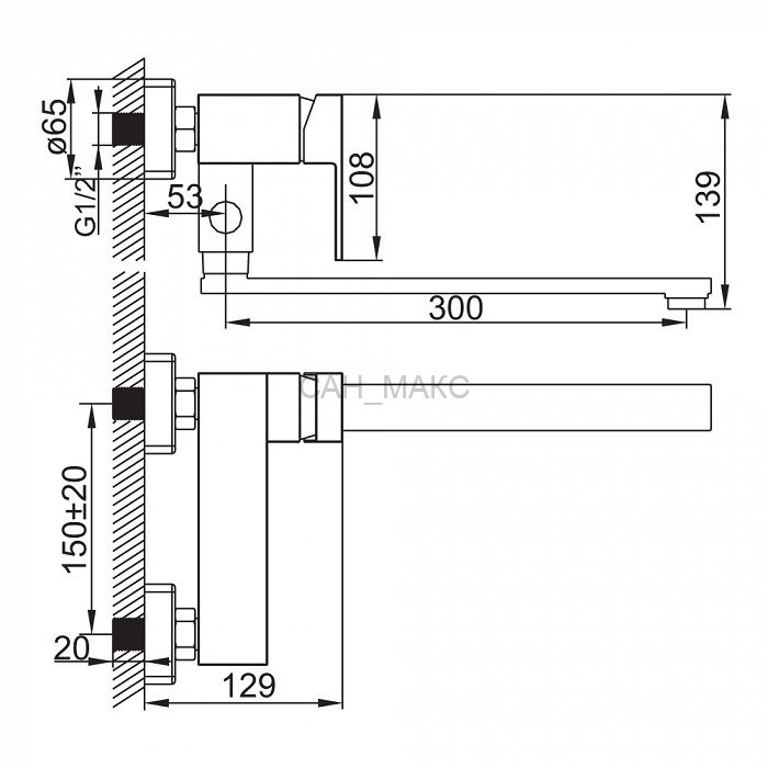 Смеситель для ванны IDDIS Hunk длиннизлив (VM33147T12K)