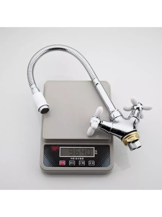 Смеситель Frud R43127-7, для кухни с гибким изливом, вентильный, белый
