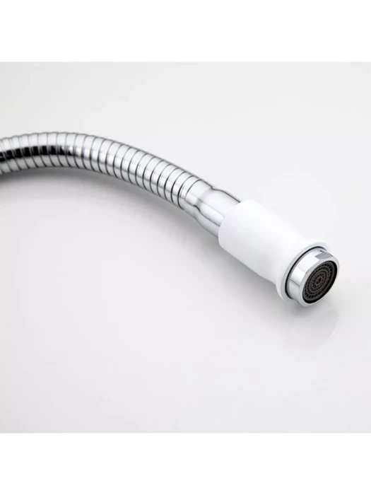 Смеситель Frud R43127-7, для кухни с гибким изливом, вентильный, белый
