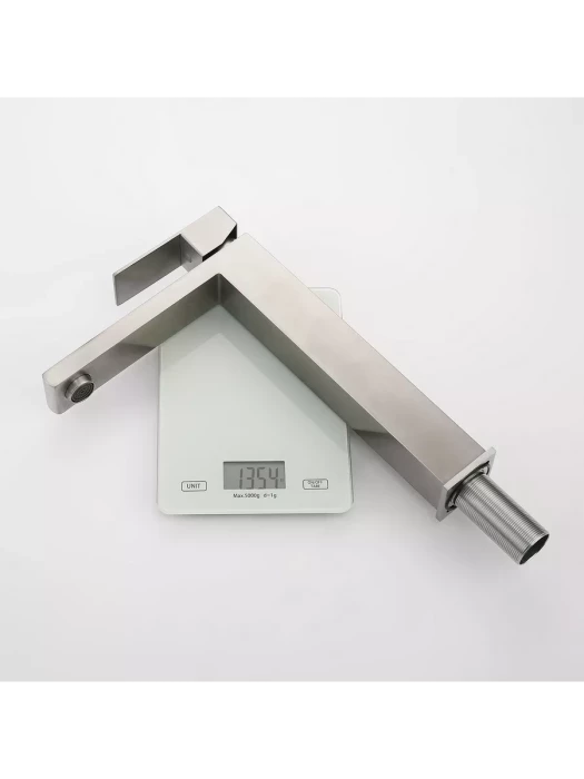 Смеситель Splenka S224.15.05, нержавеющая сталь, высокий, для раковины, аэратор, серый