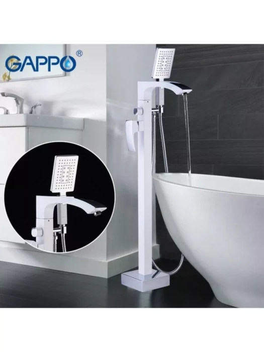 Смеситель для ванны Gappo G3007-8 напольный, с душем, латунь, хром
