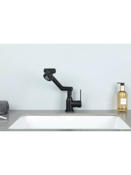 Смеситель для раковины Frud R10052-6 однорычажный, с поворотным изливом, черный