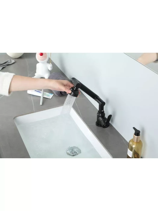 Смеситель для раковины Frud R10052-6 однорычажный, с поворотным изливом, черный